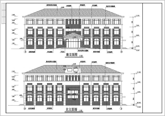 某地三层框架结构小型办公楼建筑设计施工图_图1
