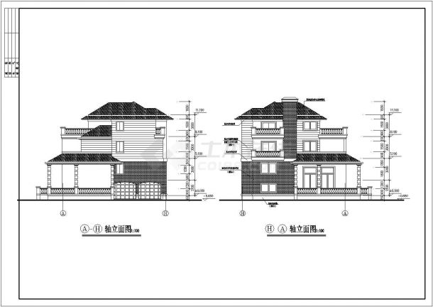 某地三层带夹层别墅建筑设计方案图-图二