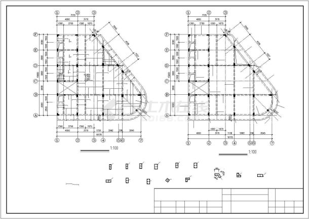 某厂房结构CAD各层平面图-图二