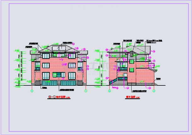 某农村三层砖混结构双拼别墅建筑设计施工图-图一