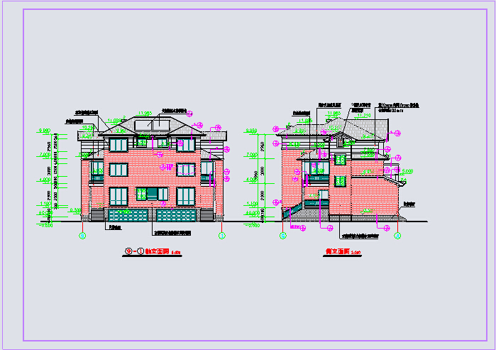 某农村三层砖混结构双拼别墅建筑设计施工图