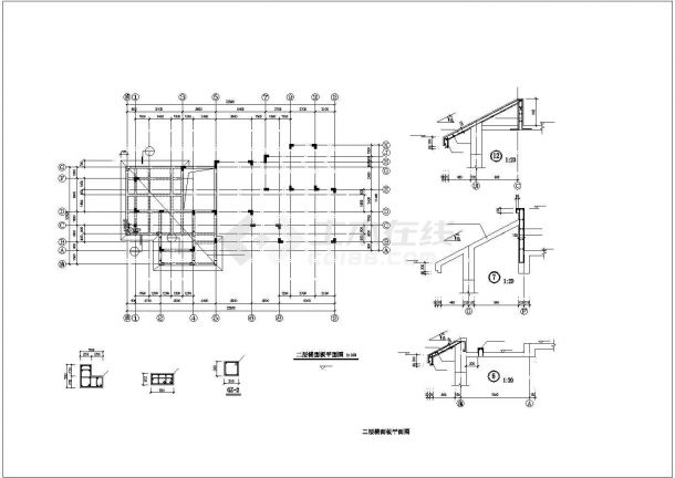 某三层别墅楼建筑施工参考CAD-图二