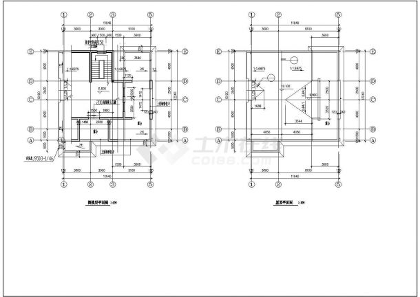 简单小型的别墅建筑平立面施工图（共3张）-图二