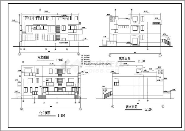 某地两层框架结构平屋顶别墅建筑设计方案图-图一