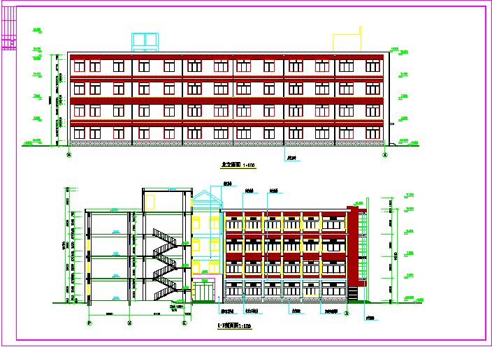 中学教学综合楼dwg格式房屋建筑学课程设计参考