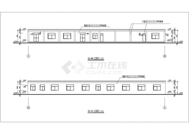 某校园框架食堂建筑cad方案详图-图二