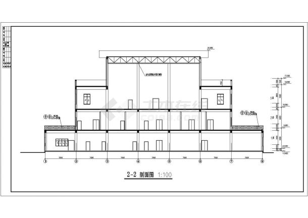 某地多层框架结构食堂建筑方案设计图-图二