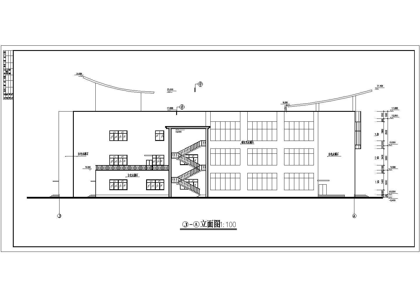 某地多层框架结构食堂建筑方案设计图