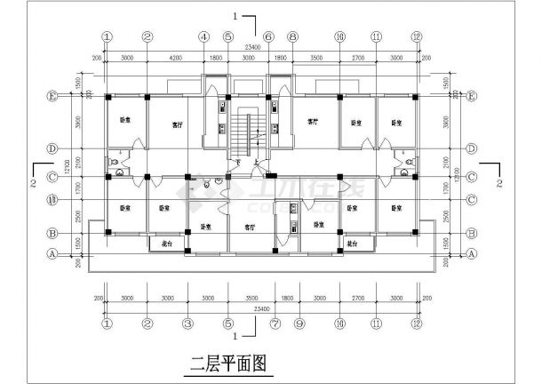 某三层现代风格别墅建筑设计CAD图-图一