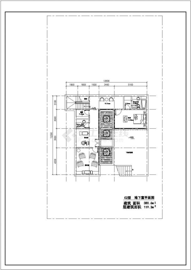 某多层独立别墅建筑设计CAD图-图二