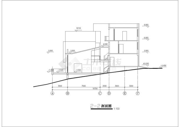 青岛市某地度假区别墅建筑方案CAD布置图-图一