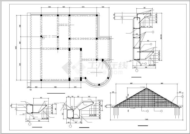 三层别墅结构施工CAD参考图-图二