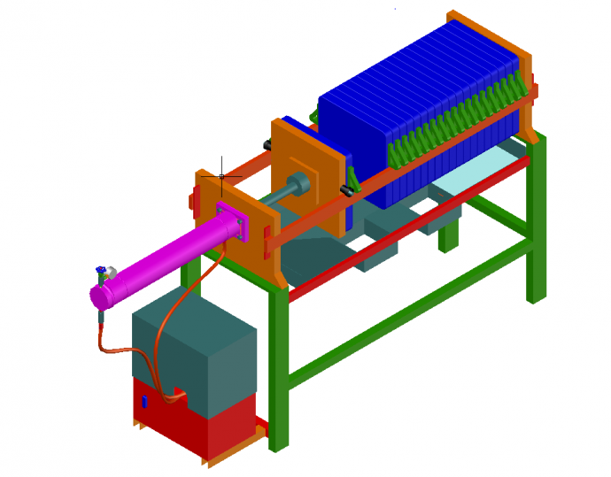 CAD绘制小型板框压滤机3D效果图_图1