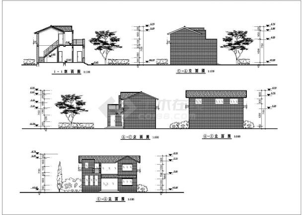 某地小户型农宅建筑设计方案CAD图-图一