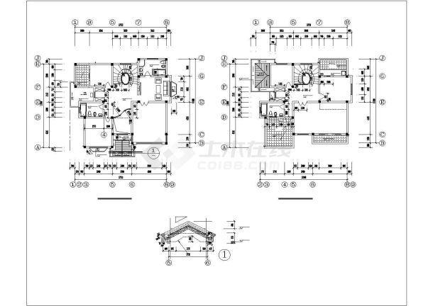 某省份独栋别墅建筑cad方案图-图二