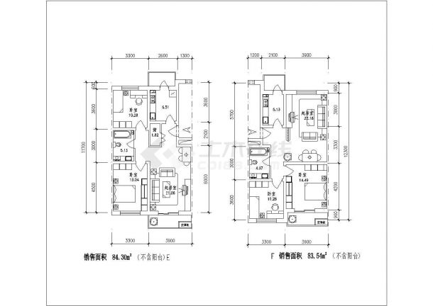 某地区一些住宅建筑户型图-图一