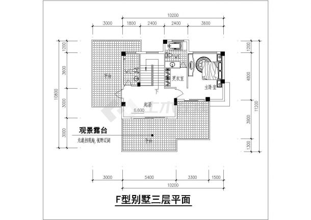 某独栋三层别墅建筑设计方案CAD图-图二