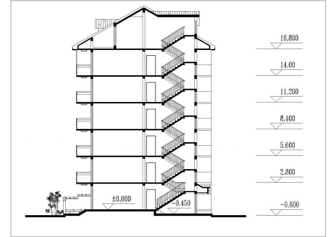 多层住宅楼标准层及立面CAD施工设计图纸_图1
