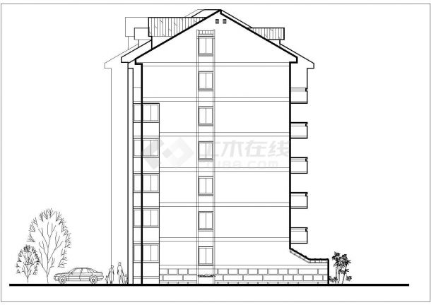多层住宅楼标准层及立面CAD施工设计图纸-图二