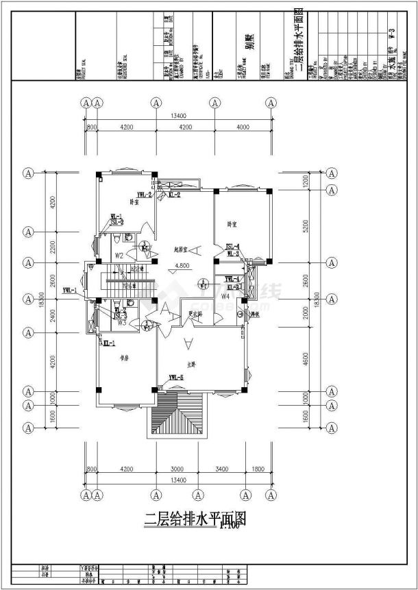 福建某3层独栋别墅给排水设计施工图-图二