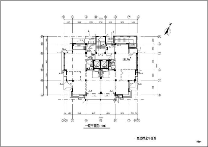 某十五层普通住宅给排水设计图_图1