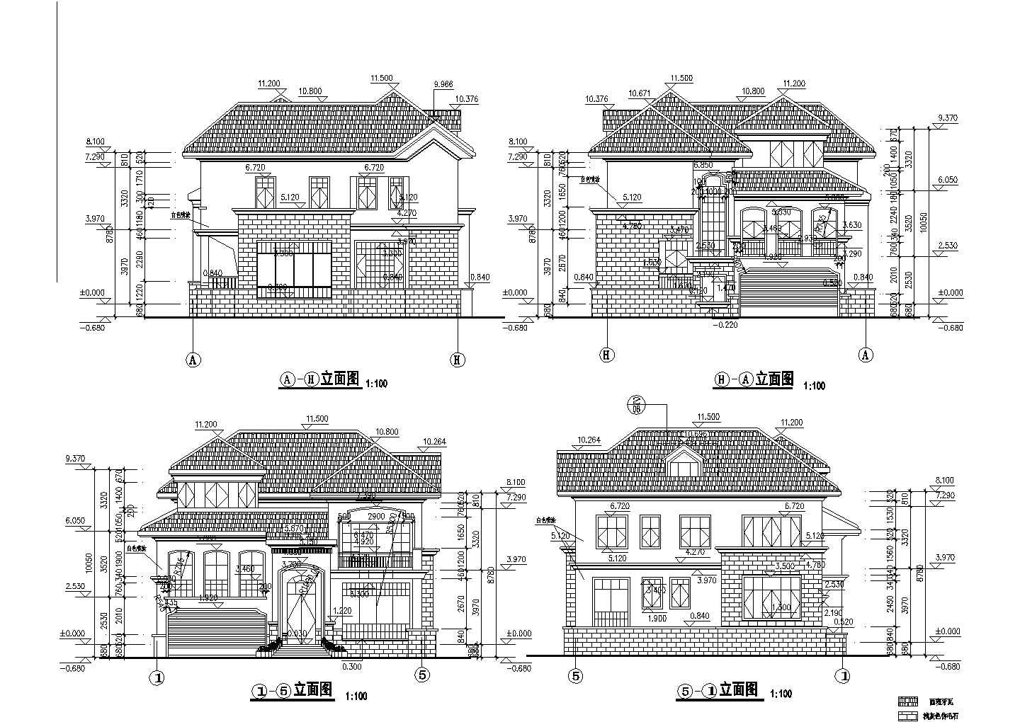 某地三层别墅建筑框架结构设计施工图