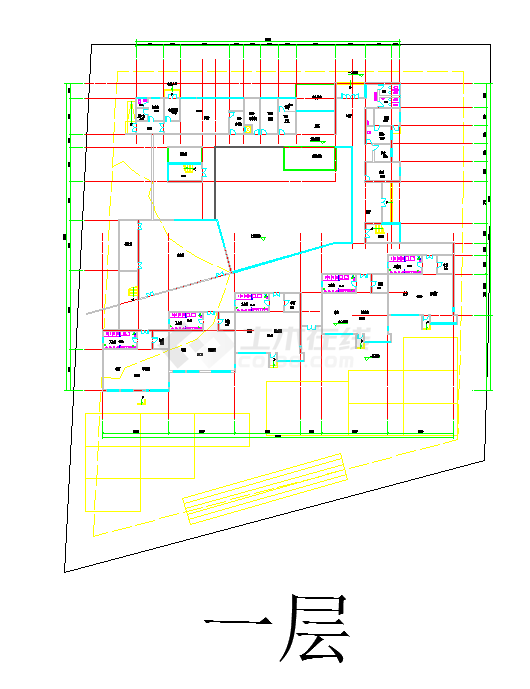 某3层幼儿园平面建筑方案CAD图纸（附SU模型和jpg效果图）-图一