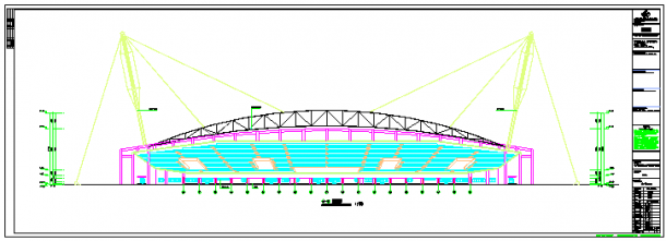 某学校体育场建筑设计全套施工CAD图纸（含建筑、结构、水电暖）-图一