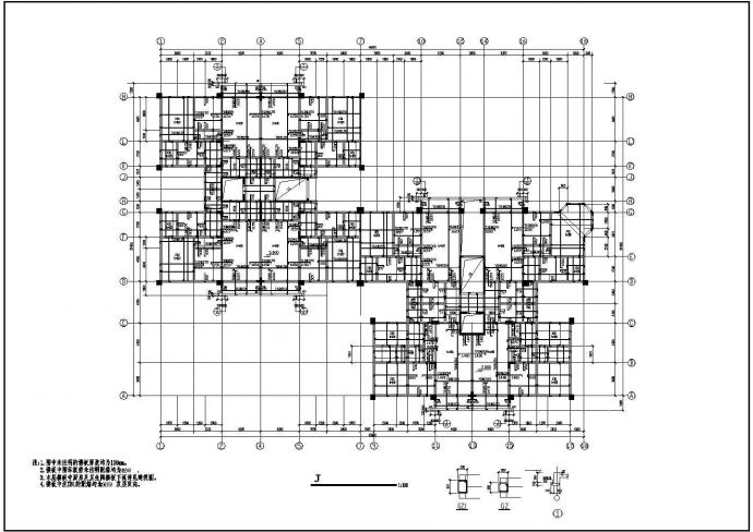 某雅园高层框剪结构设计CAD平剖立面图_图1