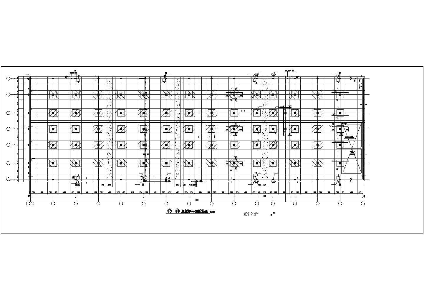 240米超长地下室结构CAD基础平面布置参考图