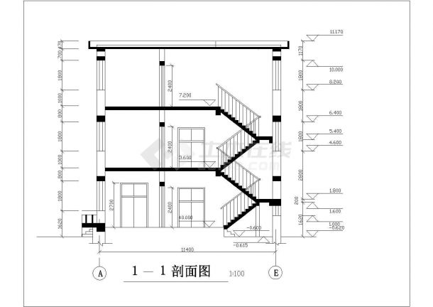 长春市某三层教学楼建筑设计CAD布置图-图一