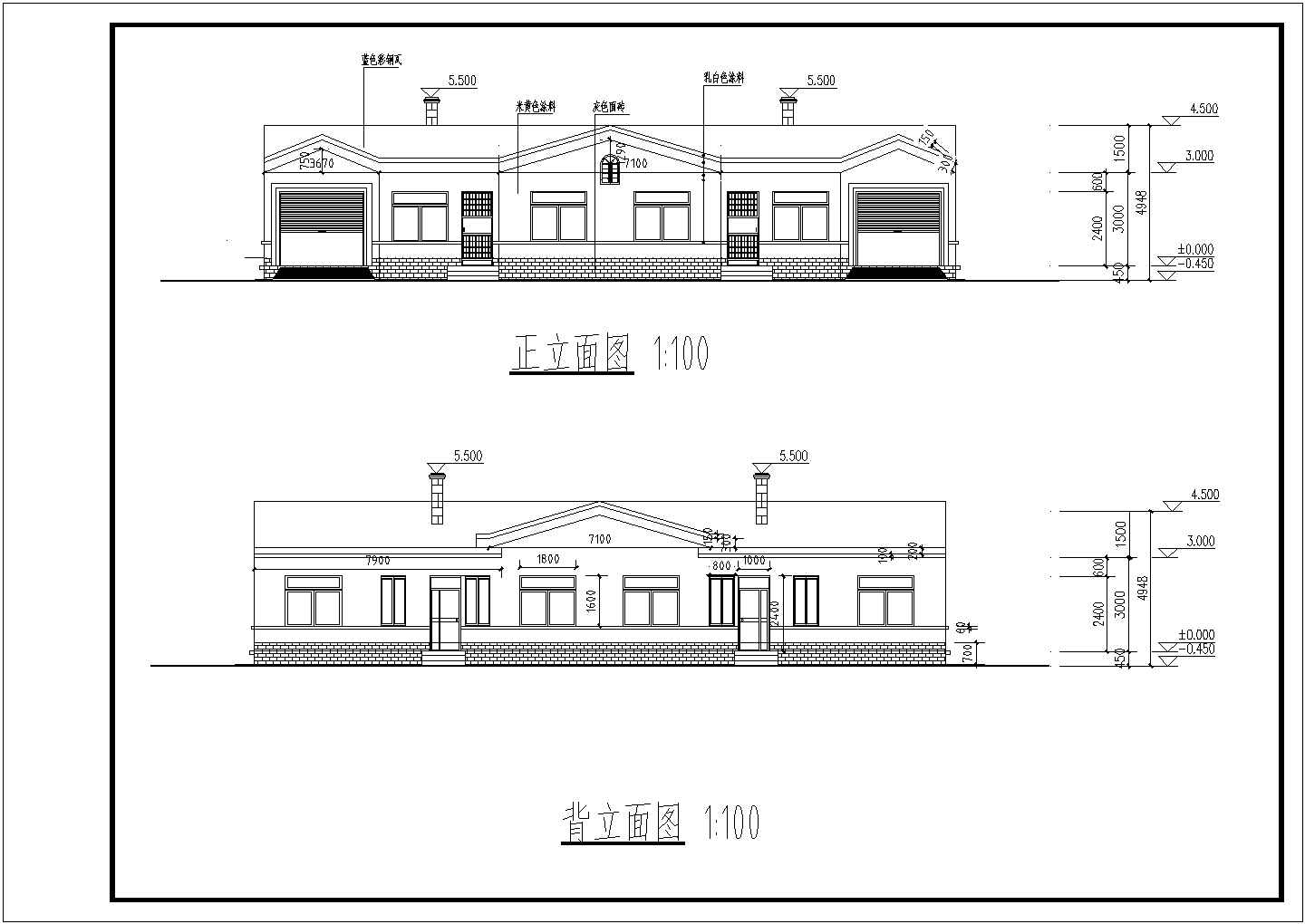 某地农场单层平房建筑设计施工图纸