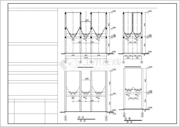 方形料仓框架结构CAD规划参考图-图一