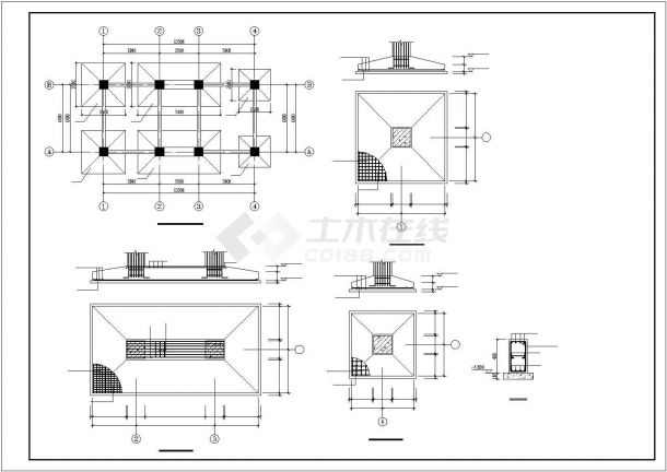 方形料仓框架结构CAD规划参考图-图二