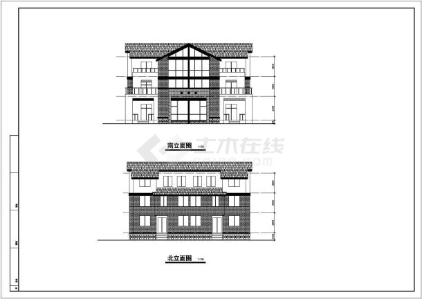 某地三层砖混结构双拼别墅建筑设计施工图-图一