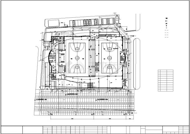 某南京篮球馆给排水施工全套设计cad基础平面图-图二