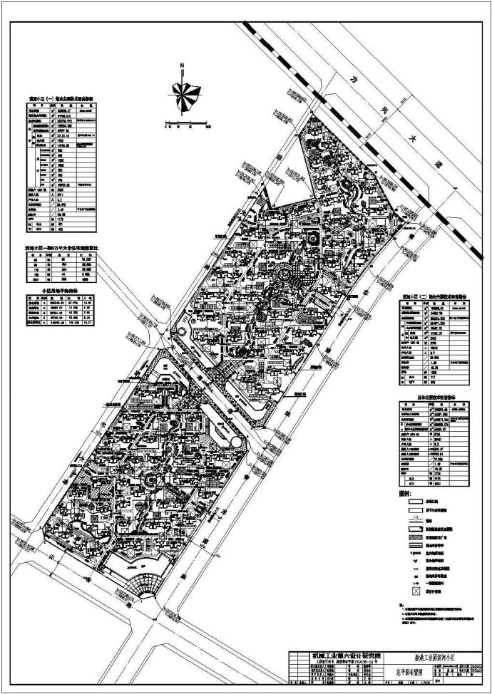 新港工业园滨河小区总平面规划设计方案图_图1