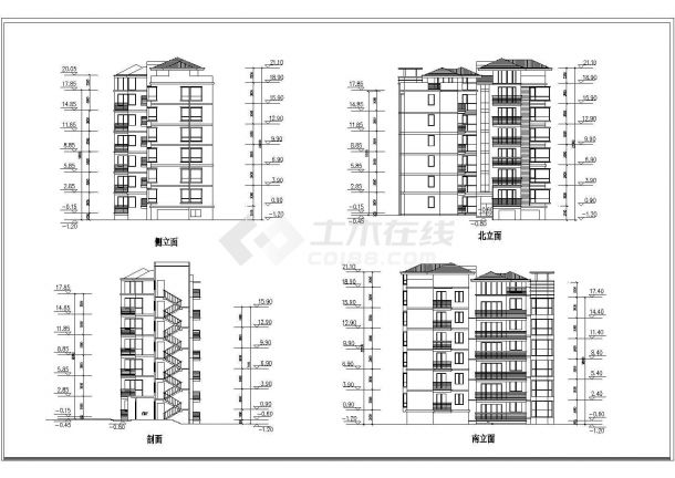 大川水岸住宅楼建筑CAD图纸-图一