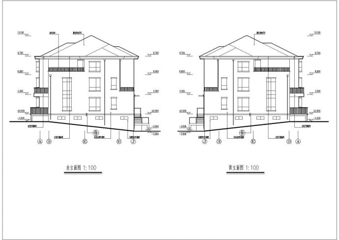 某地框架异型柱别墅结构设计施工图_图1