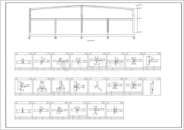两层钢框架车间及三层框架办公楼结构图-图二