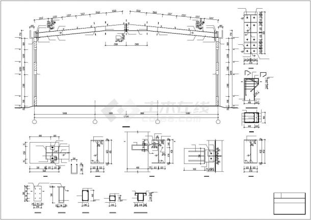 上海某单层18m跨钢结构厂房结构设计图-图二