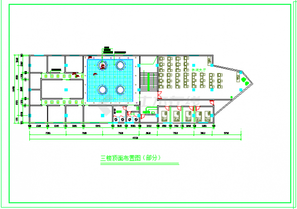 休闲中心建筑设计CAD平面布置图-图一