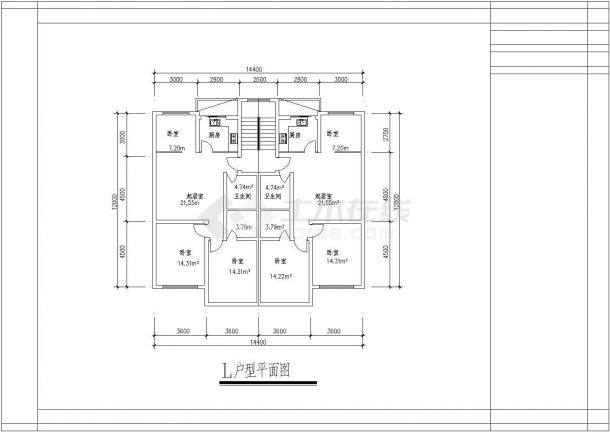 某简单的住宅楼建筑户型图（共5张）-图二