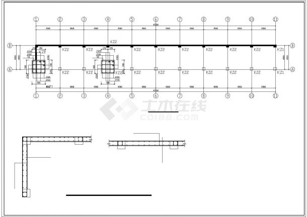 某钢筋混凝土框架桥梁整套cad结构设计图纸-图二
