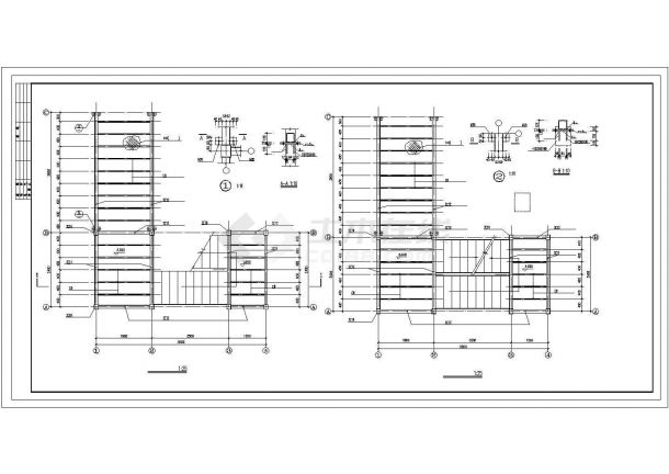 某钢结构走廊楼梯cad施工设计图-图二