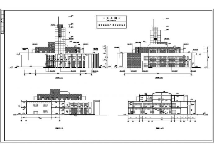 某地三层框架结构艺术中心建筑设计方案图_图1