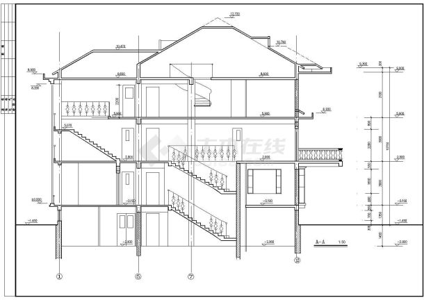 一套豪华别墅花园施工设计建筑图-图二