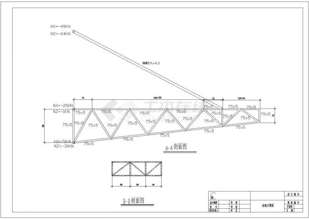 某厂房雨蓬钢结构CAD设计图-图二