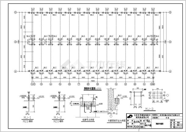 钟祥市单层门式刚架结构车间结构施工图（含2台10T吊车）-图一