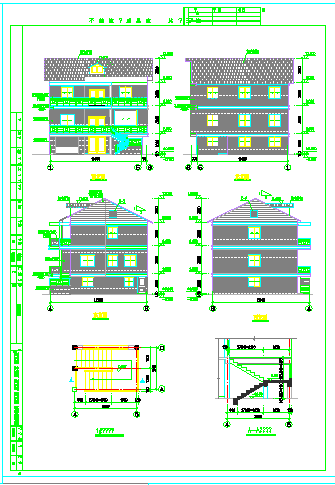 三层私人小别墅建筑结构设计CAD施工图-图二